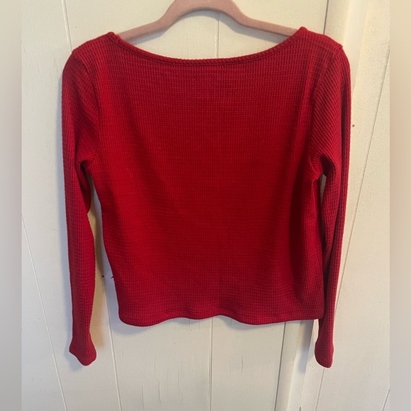 AMERICAN EAGLE RED LONG SLEEVE PLUSH THERMAL CREW NECK TEE SHIRT - Picture 4 of 5